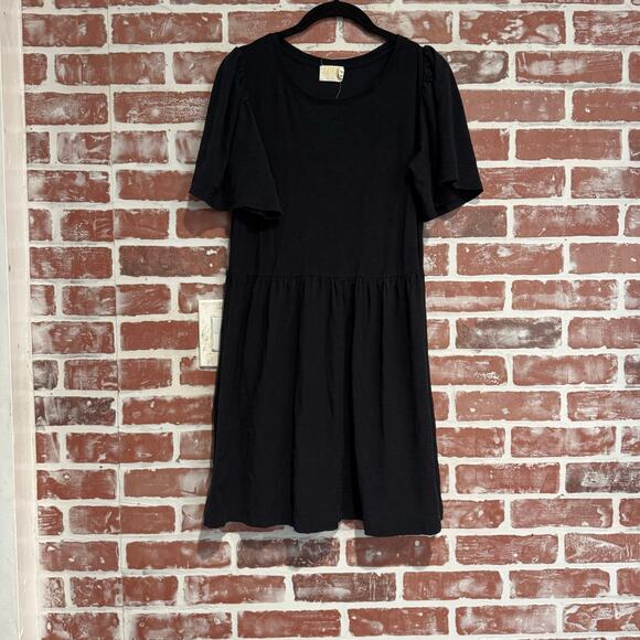 Nation LTD Black Pima Cotton Puff Sleeve Babydoll Dress Women’s Size Small - Picture 3 of 8